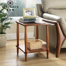 实木边角柜现代简约沙发几客厅角几迷你小方几小茶几咖啡桌台灯桌 胡桃色(45长*40宽*50高)