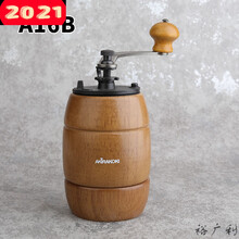 手摇磨豆机复古手动咖啡研磨机大磨盘铸铁磨心12 A16B酒桶型深色 送毛刷量勺