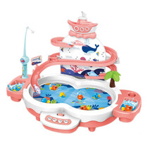 儿童钓鱼玩具磁性加水电动套装早教启智宝宝2-3-6岁玩具男孩女孩生日礼物 多功能钓鱼台-粉