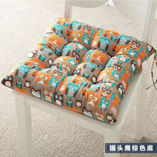 加厚坐垫椅子垫靠背办公室久坐学生教室座垫板凳子垫冬季屁股屁垫 猫头鹰棕色底 45X45cm（特惠2个装）