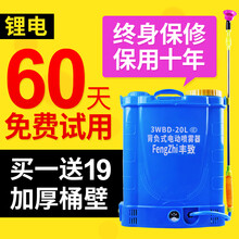 丰致 农用多功能充电锂电池电动喷雾器 果树背负式打药喷喷药机农药高压消毒机防疫杀菌消杀喷雾器 16L机身调速(双开关)高配/蓄电