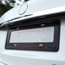 适配于奔驰品牌新交规车牌架 新E级E300L E200L C200L GLC260专用牌照框改装 炫雅黑【梅塞得斯标】1对