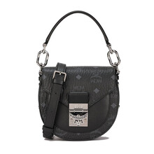 MCM 奢侈品 女士 Patricia Visetos系列黑色印花logo迷你单肩斜挎包 MWSAAPA02BK001