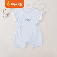 Babyprints婴儿连体衣新生儿短袖哈衣爬爬服宝宝夏季衣服 90