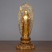 铜欣祥 纯铜地藏王菩萨立像摆件工艺品西方三圣地藏王家居佛教用品 DS020 地藏王