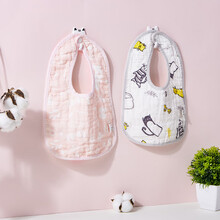 优萌婴儿宝宝口水巾儿童6层棉纱口水巾方巾围兜透气三角巾花瓣U形围嘴 【U型围嘴2条装】粉色系