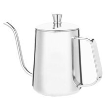 手冲壶 家用挂耳手冲咖啡壶 304不锈钢长嘴壶细口壶 350ml 不锈钢亮光 带盖