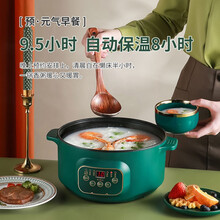 乘泰 电炖锅多功能家用电煮锅小炖锅辅食锅煲汤锅煮粥锅养生锅煲粥锅迷你 1.5L不粘锅 I 无蒸笼送8礼 快煮 1人用 绿色-手动机械款（手动看管）