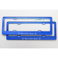 新交规 奔驰车牌边框ACES级GLCGLE GLBA180 C200LE260LAMG牌照架 锌合金 蓝色 中间款