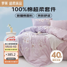 罗莱家纺100%纯棉床上四件套 床单被套双人套件 220*250cm
