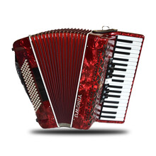手风琴60 /96 /120三四排簧成人老人初学演奏考定制 96贝斯红色
