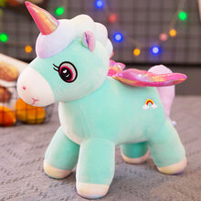 小号独角兽公仔迷你儿童毛绒玩具小马安抚玩偶布娃娃陪睡玩偶女生迪士尼(Disney)陪睡 蓝色 30厘米【品质羽绒棉】