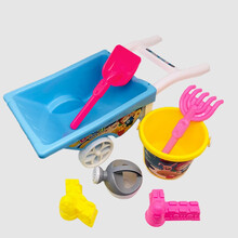 夏日宝宝沙滩戏水玩具早教工具挖沙漏铲子玩沙土玩雪亲子互动洗澡玩具六一儿童节礼物 沙滩推车套装（7件套）