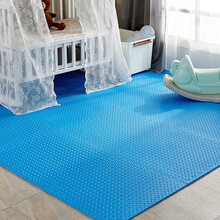 2件打9折 明德泡沫地垫 纯色宝宝防滑保护爬行垫拼接 树叶纹婴儿爬爬垫60*60 蓝色 树叶纹60*60*1.2cm 【6片+边条】