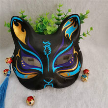 手绘狐狸半脸面具猫二次元动漫男女脸谱舞会狐妖面具古风 中国风 半脸狐狸223