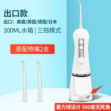 电动冲牙器洗牙神器便携式家用洗牙器去牙结石牙垢智能正畸水牙线 300ML出口款白+2喷头