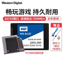 西部数据 蓝盘固态2.5英寸 SATA3接口 台式机笔记本固态盘SSD 250G蓝盘+9.5mm光驱托架