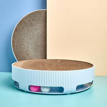 汤琪 猫抓板窝磨爪器猫爪板窝瓦楞纸防猫抓盆不掉屑猫玩具猫咪用品 蓝色竖纹掏球猫抓板