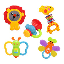 俏娃宝贝 婴儿玩具手抓球宝宝触摸按摩球类儿童早教触觉感知球0-1岁生日礼物儿童礼物 多纹理感知狮子摇铃5件套