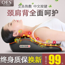 【黄圣依推荐】OES 颈椎按摩器按摩垫全身头部肩颈部腰部背部按摩器颈椎护颈仪按摩枕靠垫多功能按摩枕头 奢华款（揉捏推拿+艾草温灸+三大模式+全包热敷）