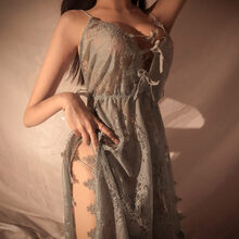 美涩性感情趣内衣诱惑睡衣挑逗透视明制服套装成人情趣用品 透明睡裙套装-浅绿色 均码