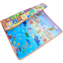 双面爬行垫宝宝爬爬垫婴儿加厚爬行垫环保防潮垫泡沫地垫游戏毯 海洋世界+水果字母 150CM*180CM*2CM