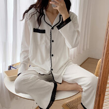 十月结晶同款 200斤300斤加肥加大码春夏季孕妇产后产妇喂奶长袖哺乳睡衣月子服 63001 3XL