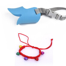 狗狗嘴套宠物防咬叫乱吃泰迪止吠器狗口罩中小型犬宠物嘴套用品 蓝色+编织铃铛 S(建议3-6斤)