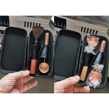 胡桃木手柄咖啡豆量勺 不锈钢镀铜量匙 烘焙工具 木柄量勺+木柄刷 含包包