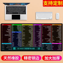 索能超大鼠标垫办公快捷键大全加厚大号护腕女0ffice软件excel函数PS桌面键盘电竞游戏电脑桌垫 3D MAX快捷键专业版 尺寸400x900mm厚度3mm