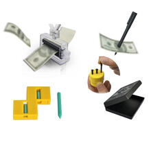 魔术荟萃 （MAGIC） 魔术道具 竭力魔术白纸变钞票 神奇印刷术 创意儿童玩具 魔法银行 魔法银行+断笔还原+魔力穿钞笔+魔钉穿银+梦幻神盒