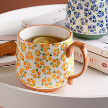 松发 陶瓷马克杯办公居家水杯茶杯咖啡杯大容量燕麦早餐杯 小黄花