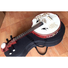 京炫（JINGXUAN)衡乐中阮红花梨贝雕中阮 红木中阮 初学硬木中阮 阮乐器 直头中阮 贝雕花草+彩绘 黑轴黑直板