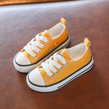 儿童帆布鞋女童鞋春秋黑白色小学生男童布鞋百搭小女孩休闲鞋球鞋 黄色 6001 26 小童内长17cm