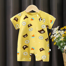 朵尔诗蒂婴儿衣服宝宝儿童短袖连体衣夏季纯棉男童女童爬服睡衣 短爬-西瓜小熊 90码(19-25斤)