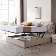 芝华仕 主卧双人大床现代简约婚床简易真皮储物1.8米功能家具 C039+双面款床垫 象牙白1.8*2米 30-60天发货