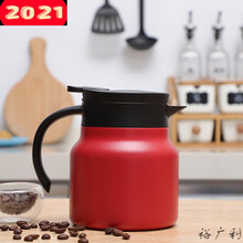 48小时保温水壶家用办公迷你欧式304不锈钢便携炫彩咖啡壶小暖瓶 2#酒红色-800ML(高15CM)