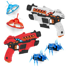 儿童玩具枪男孩感应打蜘蛛打飞碟电动声光镭射对战玩具 三代白红+2飞碟+2蜘蛛 升级礼盒包装-送充电套装+螺丝刀