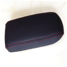 定制皮质汽车扶手箱套手扶箱套中央扶手箱全包四季保护套 黑皮红线 备注车型