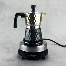 摩卡壶意大利品质经典铝制咖啡壶萃取浓油脂办公家用多款可选 珠光金(三杯份)+500W电炉