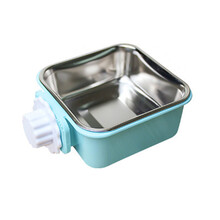 哈特丽宠物饭碗 喂食器猫碗宠物不锈钢狗碗狗笼猫笼悬挂固定式狗盆 分离可拆洗 方形大号-颜色随机