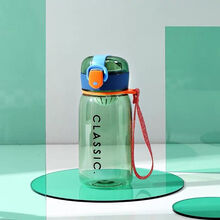 羊羊飞腾 儿童男女士学生夏天运动健身随手杯子户外便携大容量饮水壶夏季喝水杯 弹跳直饮盖400毫升绿色+茶隔