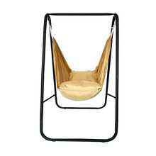 吊床户外单人荡秋千吊椅吊篮椅子儿童秋千室内家用大人阳台生日礼物抖音网红同款 整套【卡其色】含防翻钢架