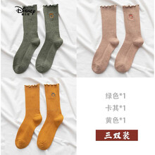 支持鸿·星尔克迪士尼DISNEY春夏松口月子袜春秋产后夏季棉长筒孕妇产妇宽松3-4月份5袜子夏 组合1-绿色+卡其+黄色 均码