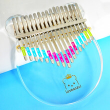 阿萨斯 拇指琴 卡林巴琴17音初学者手指琴kalimba琴 羊阿宝抖音乐器微瑕疵拇指琴 17音透明小熊款-微瑕疵