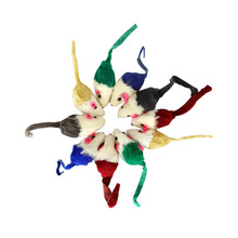 田田猫猫咪用品逗猫小老鼠猫玩具套装猫用品兔皮老鼠幼猫玩具 彩色10只装