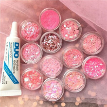 Y 舞台化妆脸贴面贴珍珠钻六一儿童节眼睛下面贴的钻脸上饰品眼角水晶化妆亮钻闪光水钻眼部表演装饰在Y 粉色套装12盒【送胶水+点钻笔】