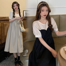 郁彼 孕妇装夏装孕妇裙夏季夏天外穿孕妇连衣裙法式宽松大码孕妇裙子孕妈装 黑色 XL