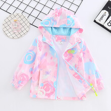 萌萌岛童装女童外套春装2021新款中大儿童休闲冲锋衣时尚春季运动上衣夹克衫潮 粉红色 120码 ( 建议身高110厘米 )