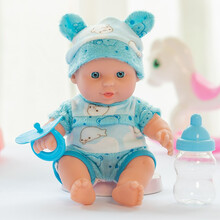仿真婴儿洋娃娃玩具女孩全软胶育婴师模型月嫂培训会说话的假娃娃 350-E蓝色 无声版+奶瓶+奶嘴